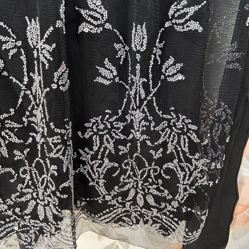 Taboo Dress Womens Small Black Floral Beaded Sleeveless Chiffon Tie Back - Picture 6 of 14